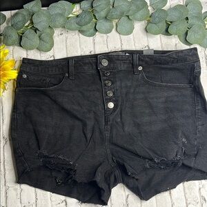 Torrid Black Jean Shorts High-Waisted Distressed